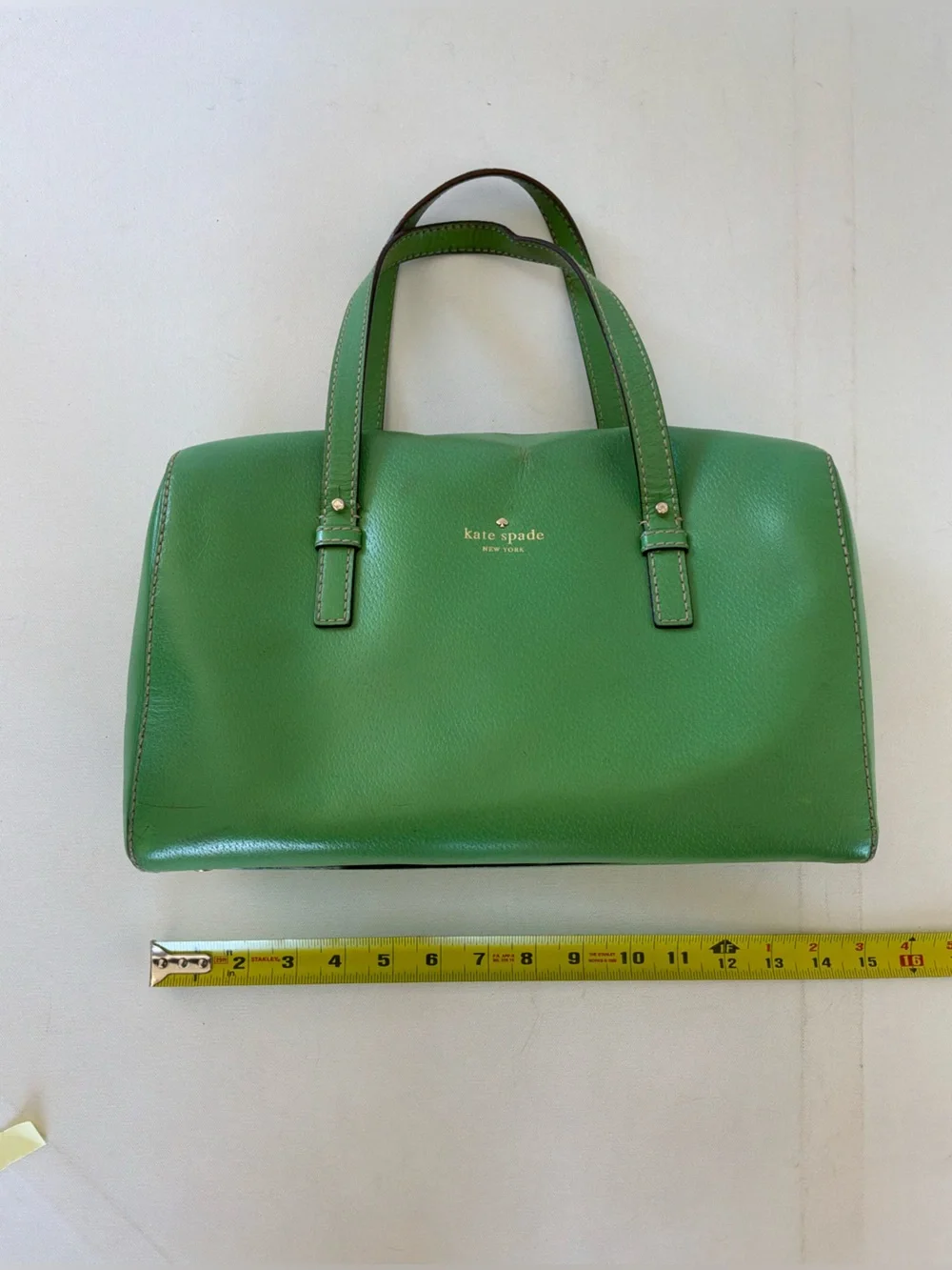 Kate Spade New York Melinda Green Pebbled Leather Zip Top Satchel Shoulder Tote